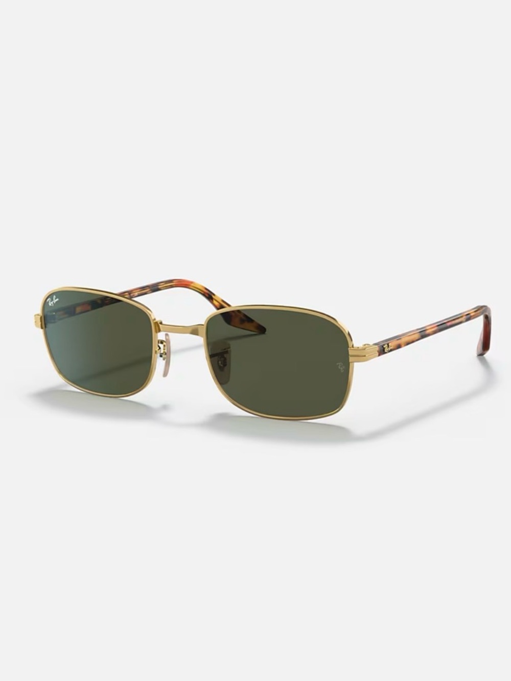 Ray-Ban RB3690 Polished Arista Gold Frame Sunglasses Green Lenses Yellow Havana